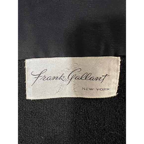 Vintage Frank Gallant Vintage Black Wool Cropped Jacket W/ Satin Trim & Double B - Picture 7 of 10